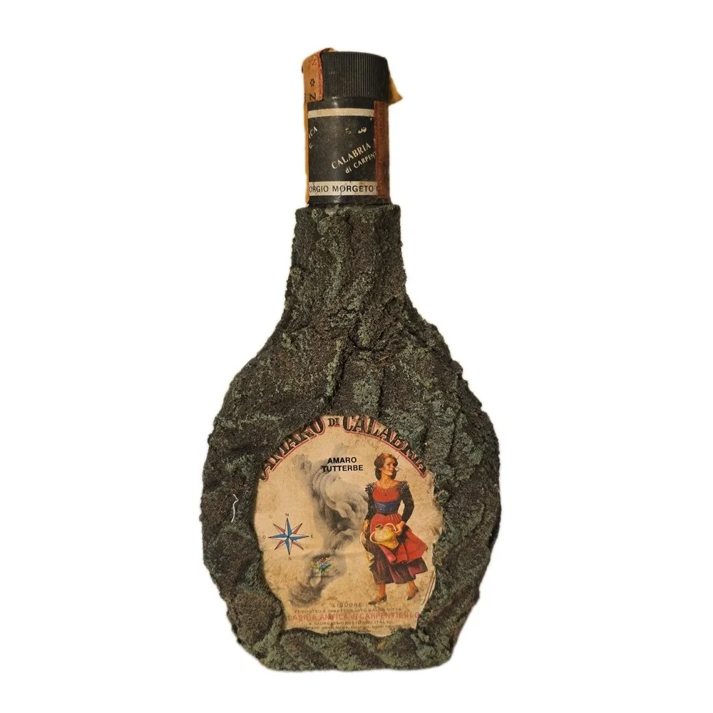 Vintage Giorgio Morgeto Amaro Tutterbe di Calabria Faux Bark Bottle Mid Century